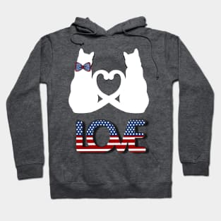Two white cats in love in american style Hoodie